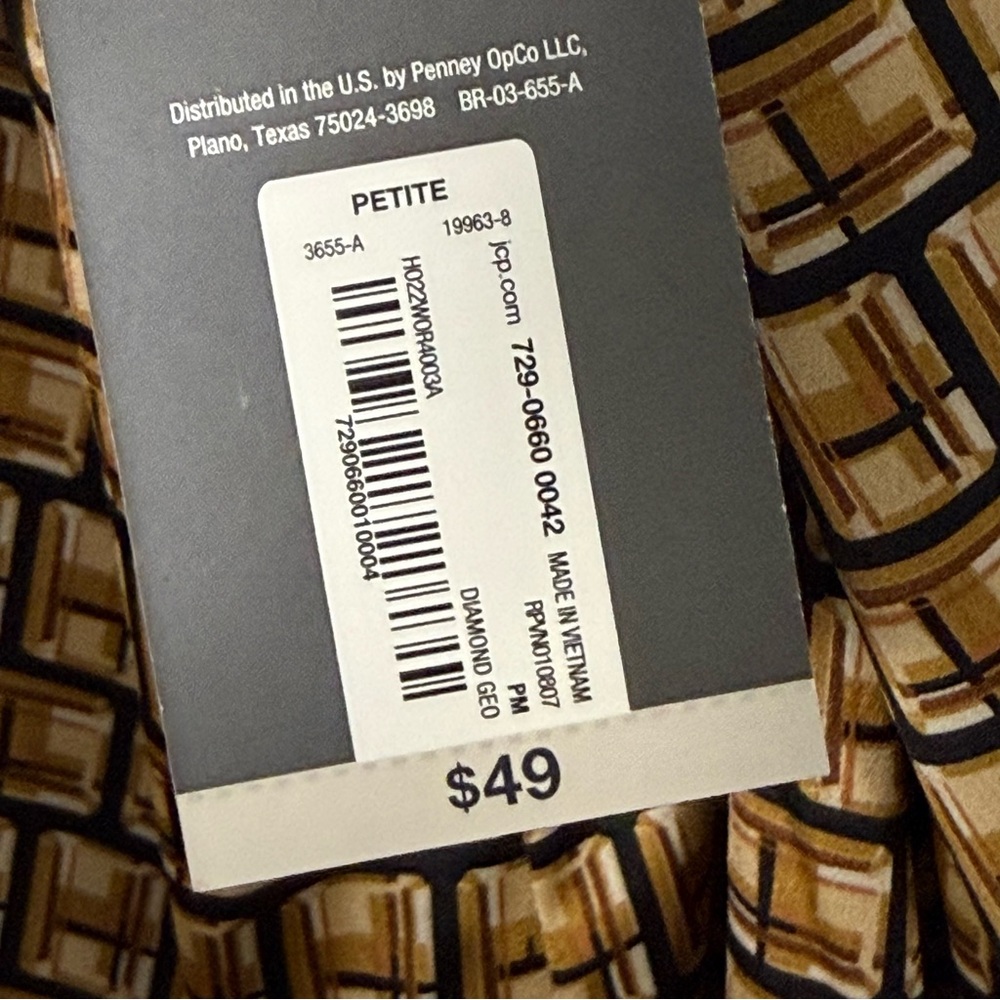 Worthington diamond geometric print bow tie mock neck balloon sleeve top NWT - Picture 9 of 11
